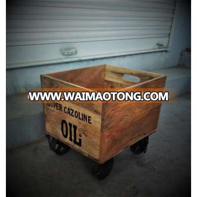 Industrial Wood Storage cart With Wheels for kids